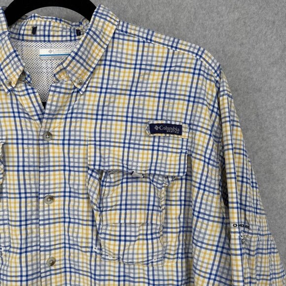 Columbia Mens Super Bahama Button Down Shirt Size XL Vented Fishing Roll Tab - Picture 2 of 13